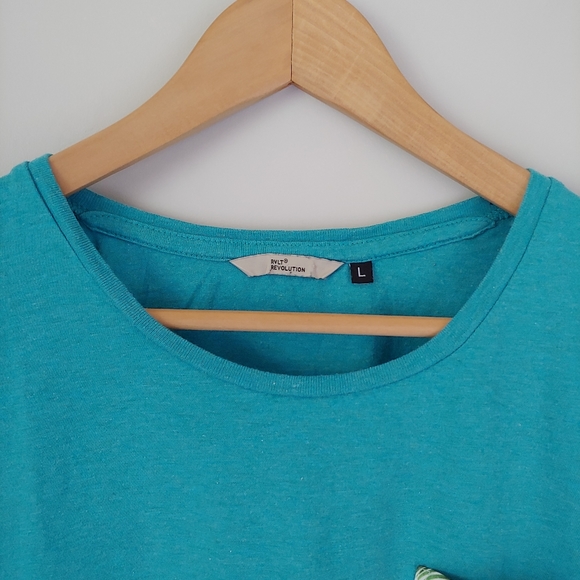 Revolution Pocket T Shirt Short Sleeve Turquoise Blue Size L - Picture 5 of 11